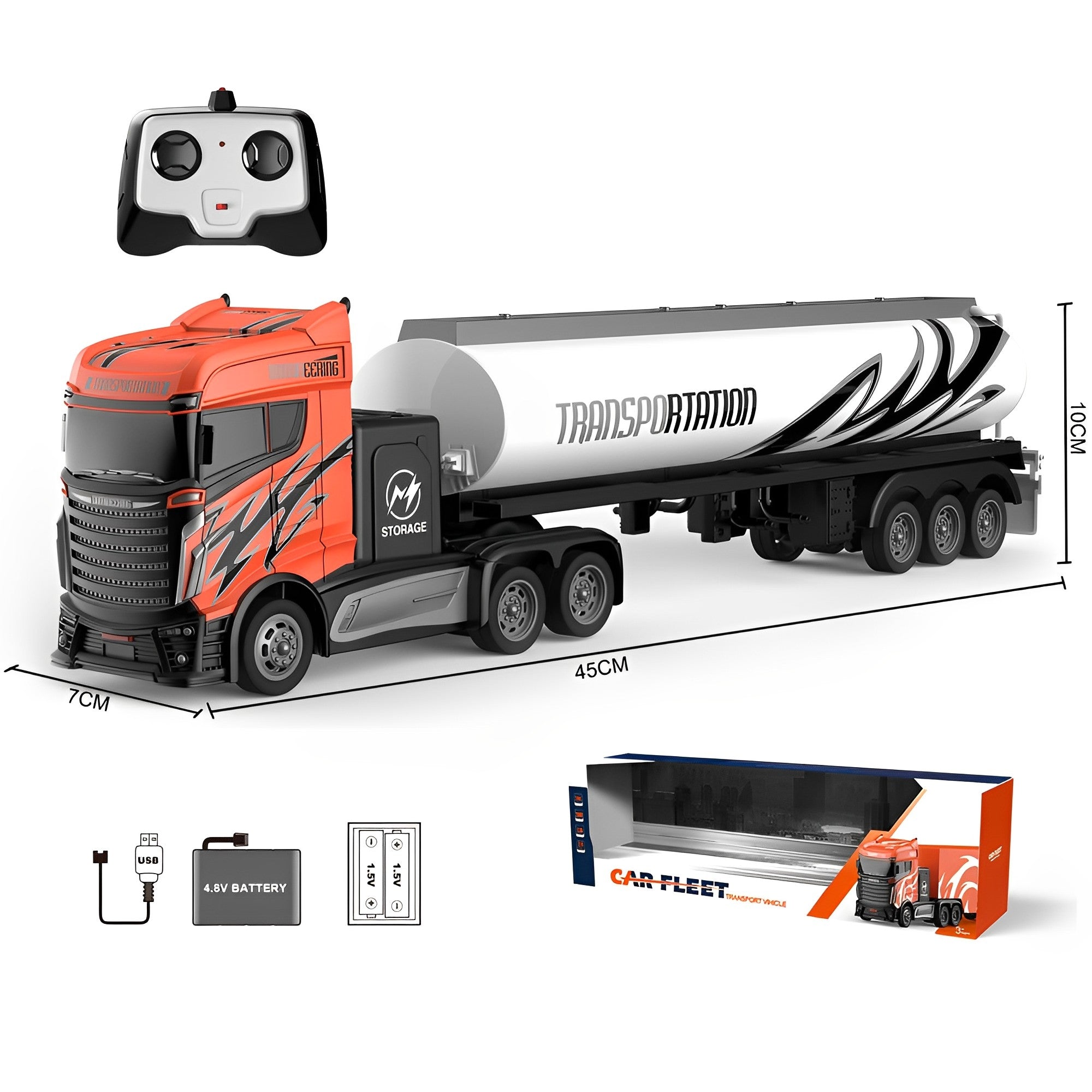 4 Channel 2.4GHz Remote Control 1:16 2WD Truck Trailer Toy For Kids