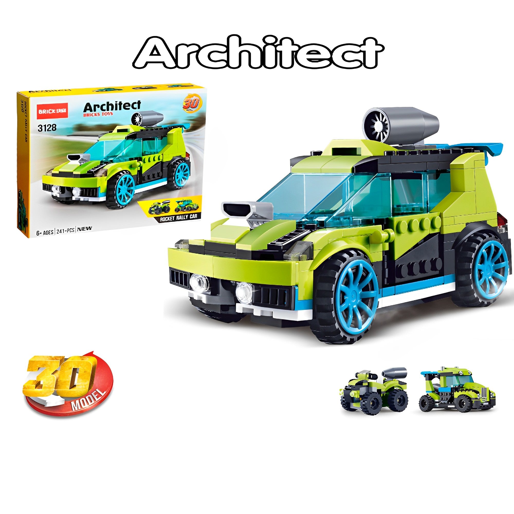 241Pcs Super Stylish Architect Brick Rocket Rally 30 Models Car Blocks Set