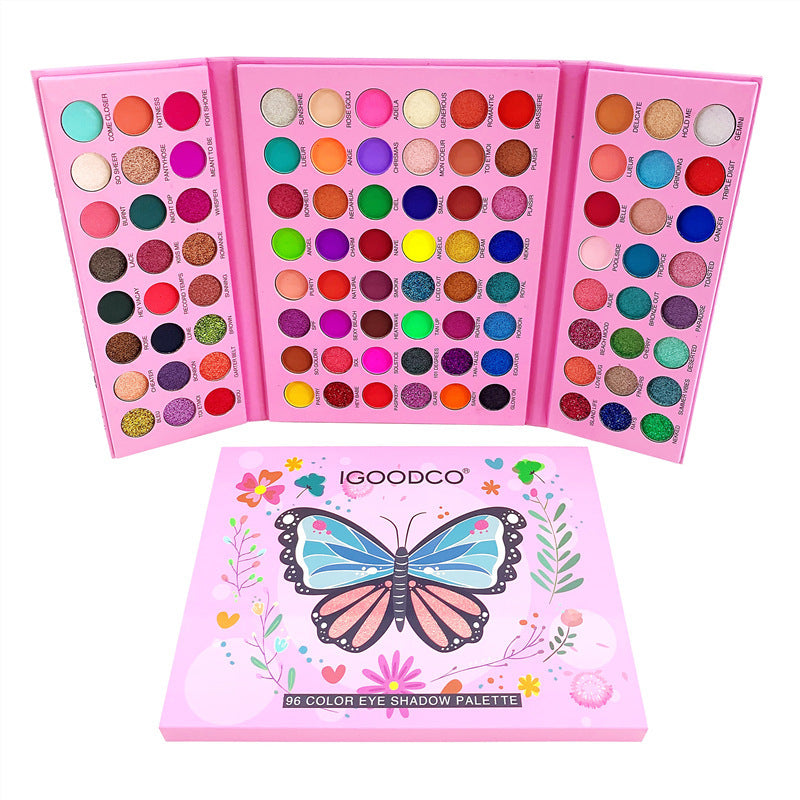 Colourful 96-color Palette butterfly pattern pearly matte Eye Makeup Eyeshadow Toy for Kids