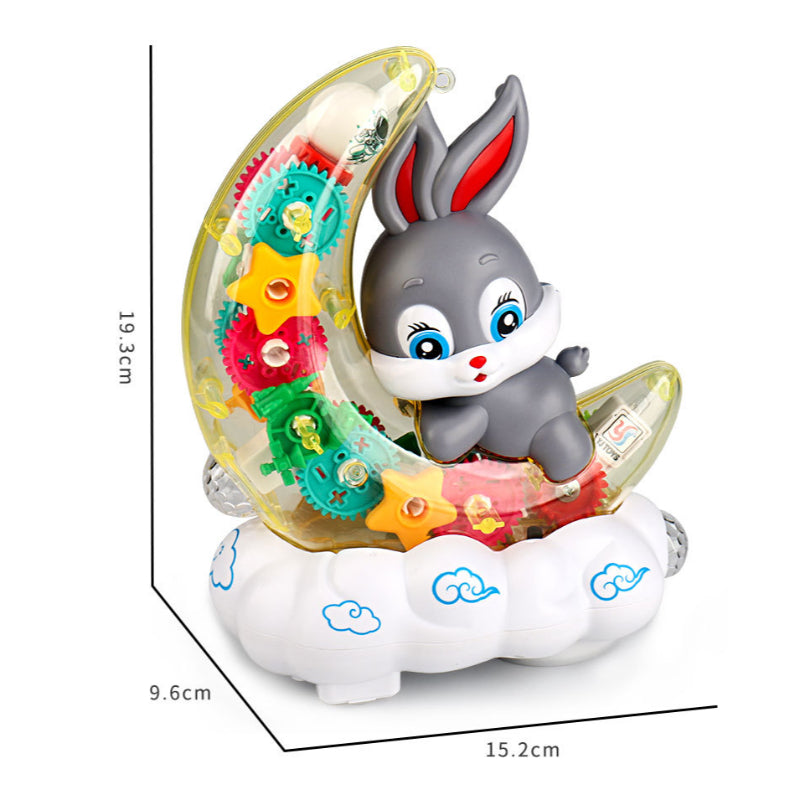 Transparent Gear Moon Rabbit with Music & Lights For Kids