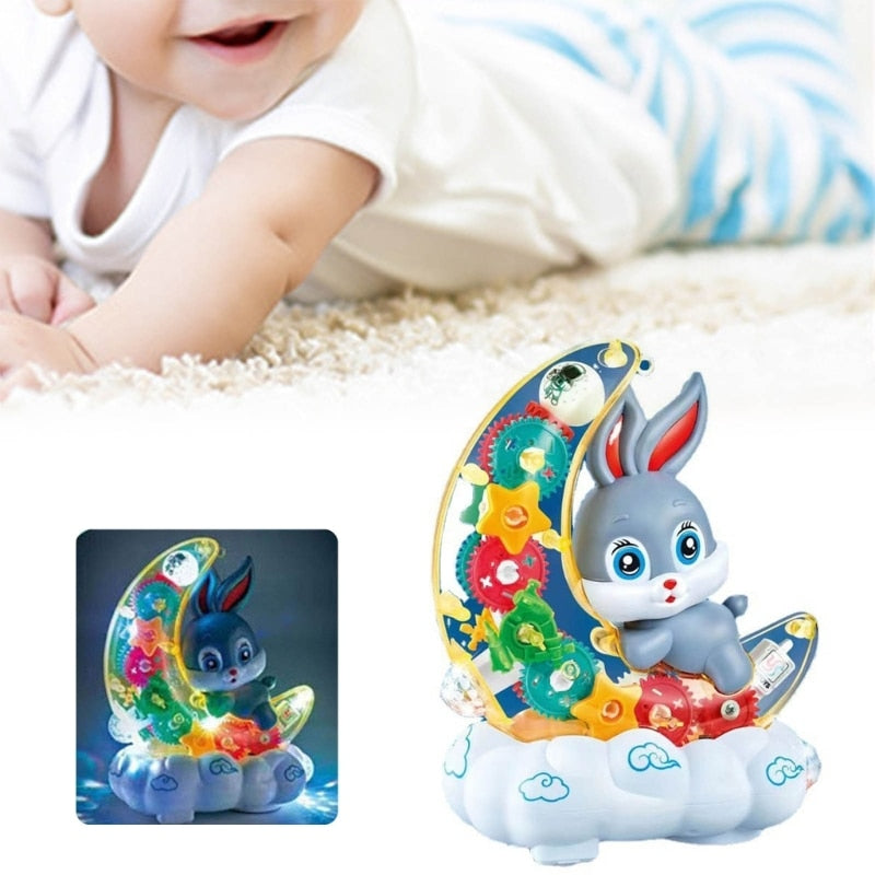 Transparent Gear Moon Rabbit with Music & Lights For Kids