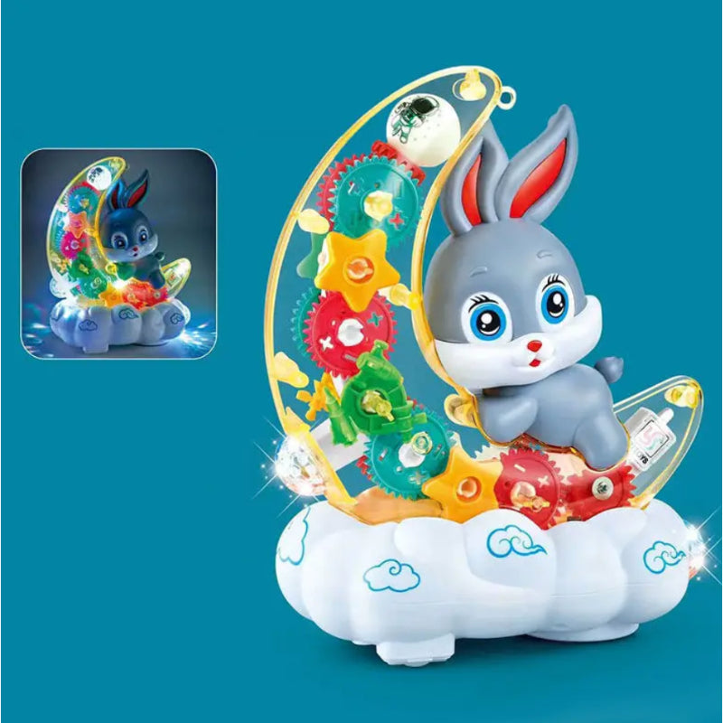 Transparent Gear Moon Rabbit with Music & Lights For Kids
