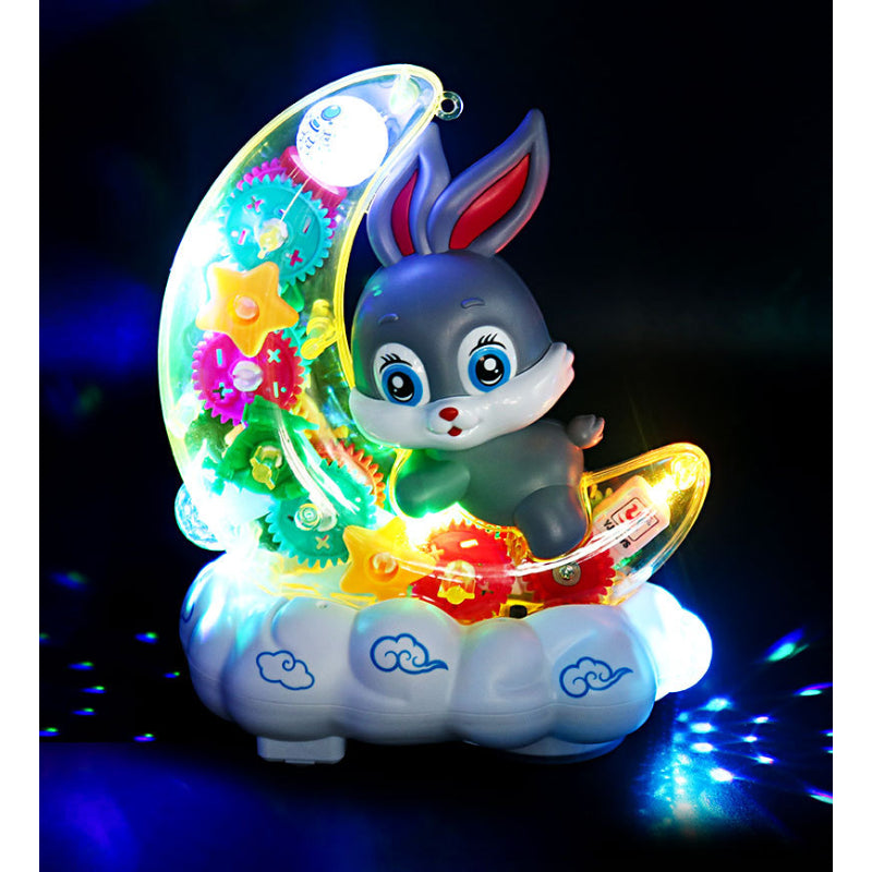 Transparent Gear Moon Rabbit with Music & Lights For Kids