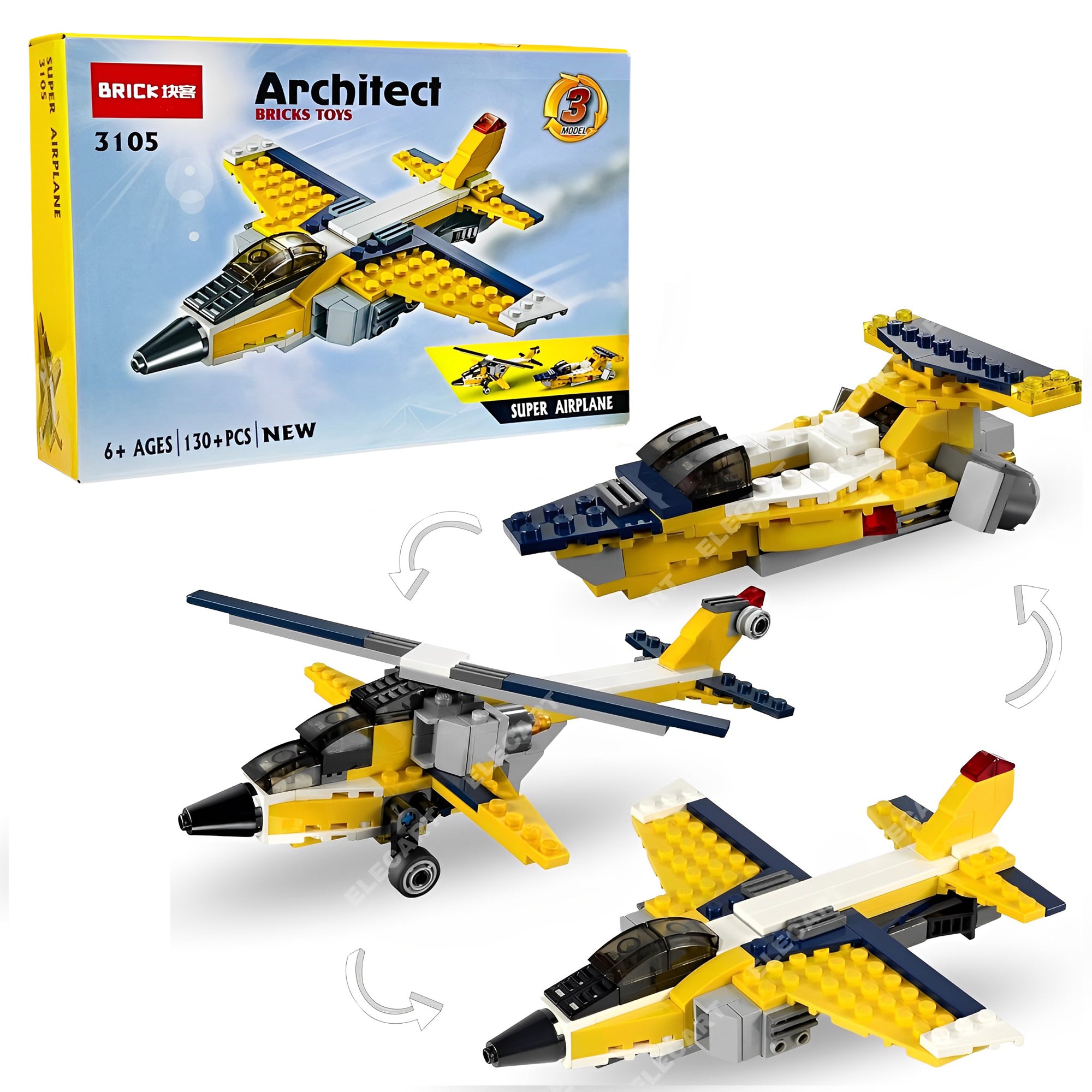 130Pcs Super Creative 3 In 1 Architect Super Airplane Blocks Toy Set
