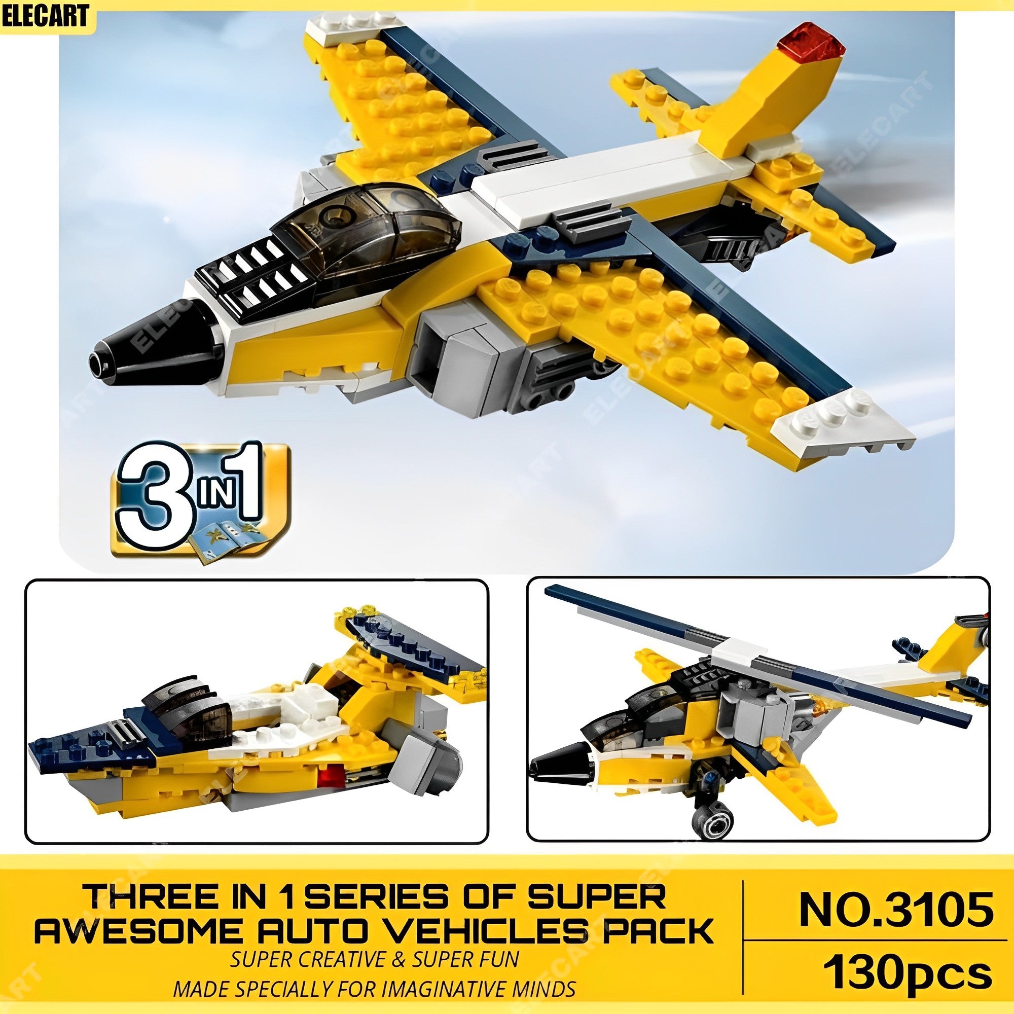 130Pcs Super Creative 3 In 1 Architect Super Airplane Blocks Toy Set