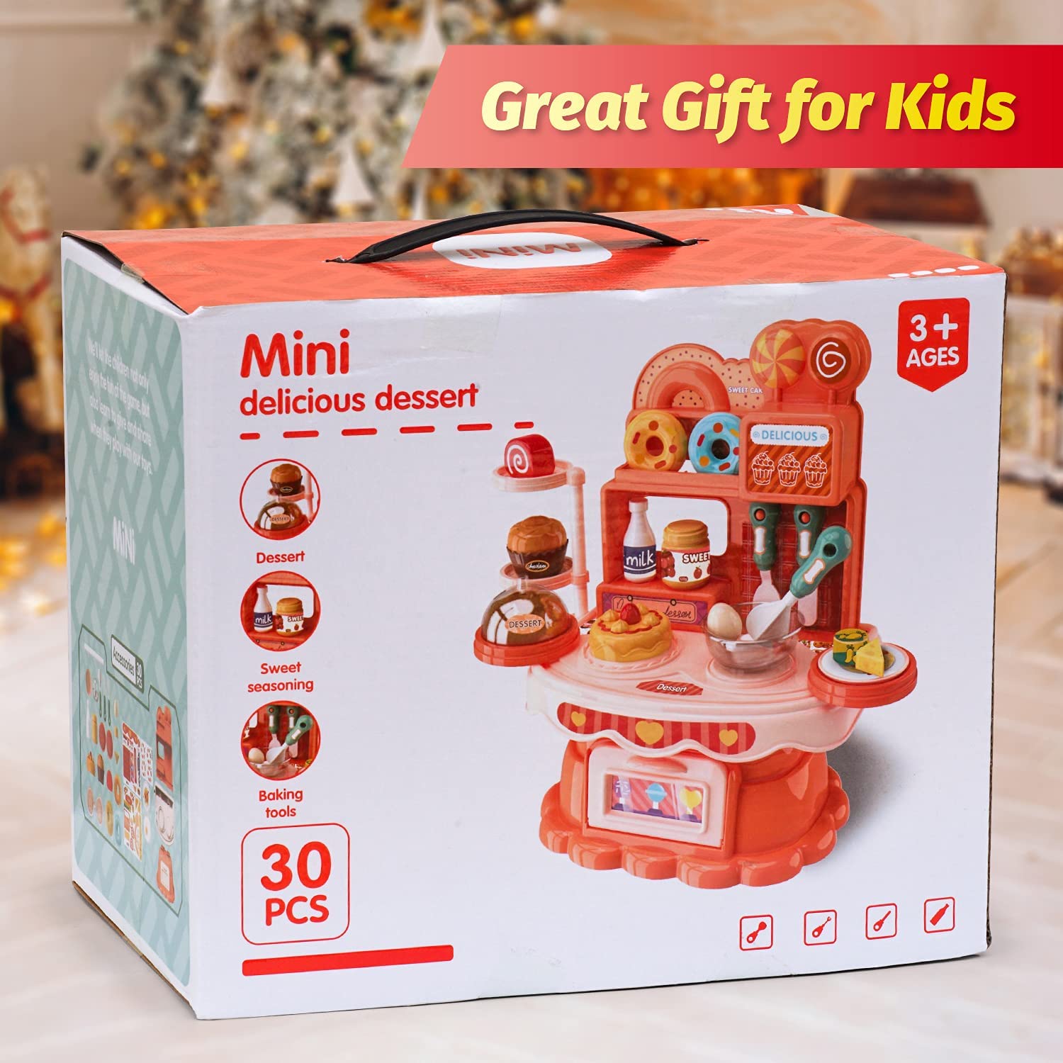Mini Delicious Dessert 30pcs Pretend Play Set With Service Table & Desserts For Toddlers & Kids Toy