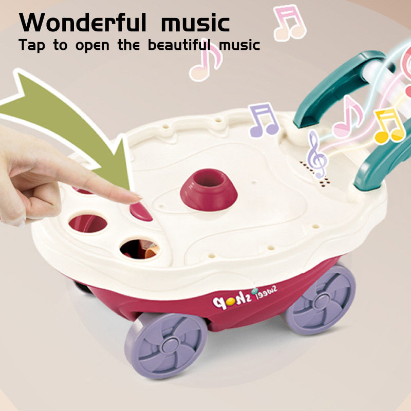30 Pcs Plastic Ice Cream Candy Play Cart Kitchen Set Toy With Lights And Music For Kids