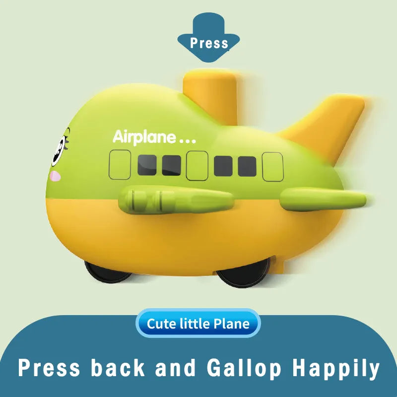 Pack Of 2 Cute Happy Face Push And Go Airplane Toy