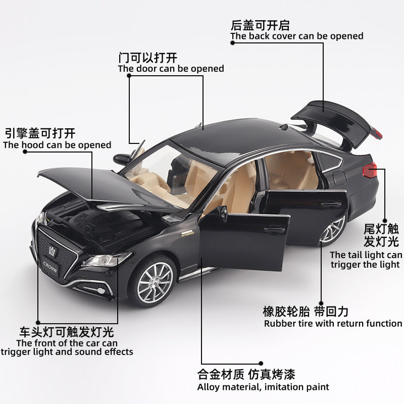 Toyota Crown die Cast model car simulation with sound and light metal pull