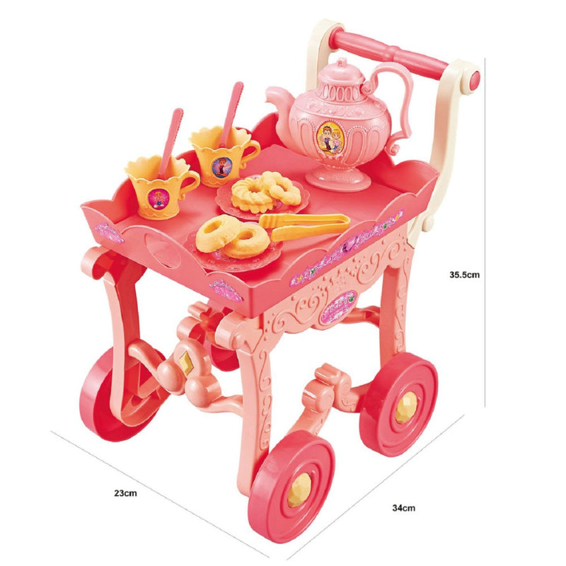 33Pcs Vibrant and Exciting Kitchen Tableware Toy Cart With Food Items And Utensils For Educational Play