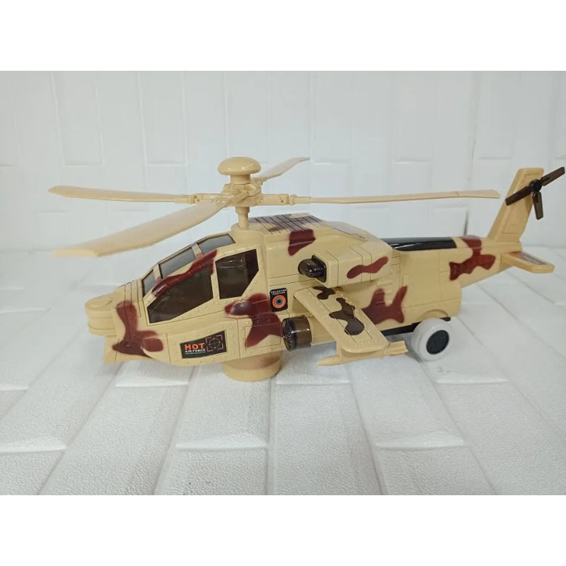 Bump And Go Action Color Combat Helicopter Toy With 3D Lights And Build In Melody