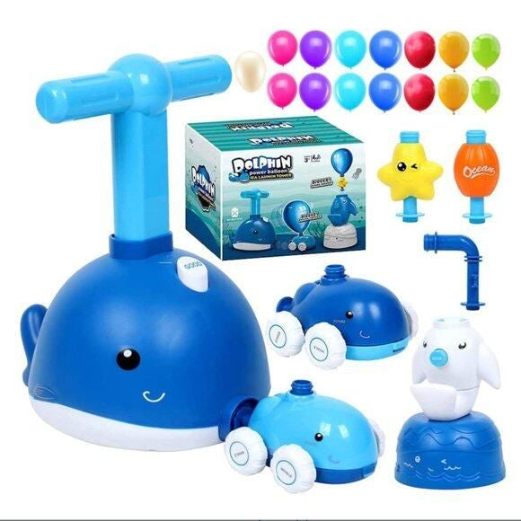 Dolphin Balloon launcher and Air Powered Car Toys Set