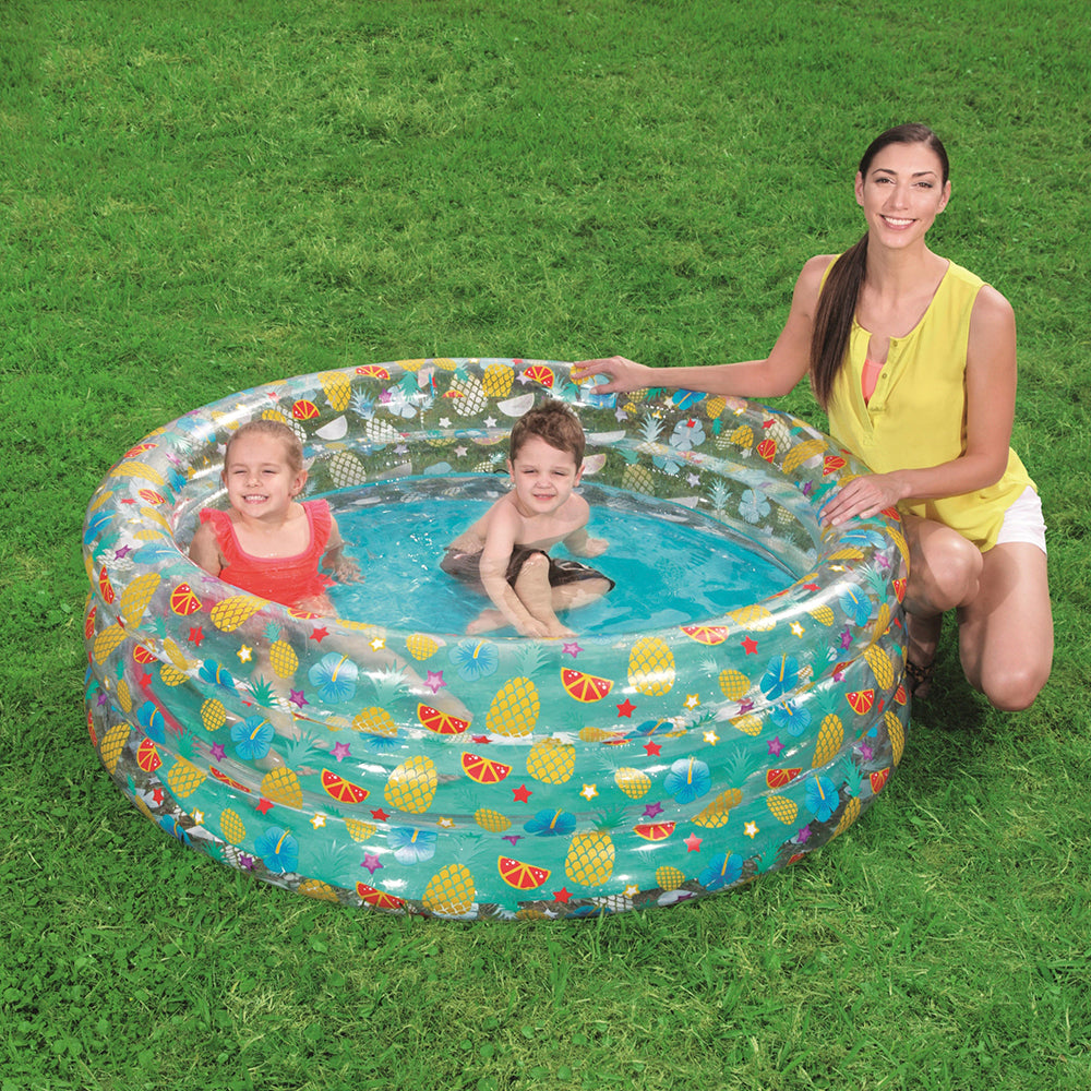 Bestway 51045 Transparent Sea Life Pool Inflatable 3 Rings Kids Round Swimming Pool