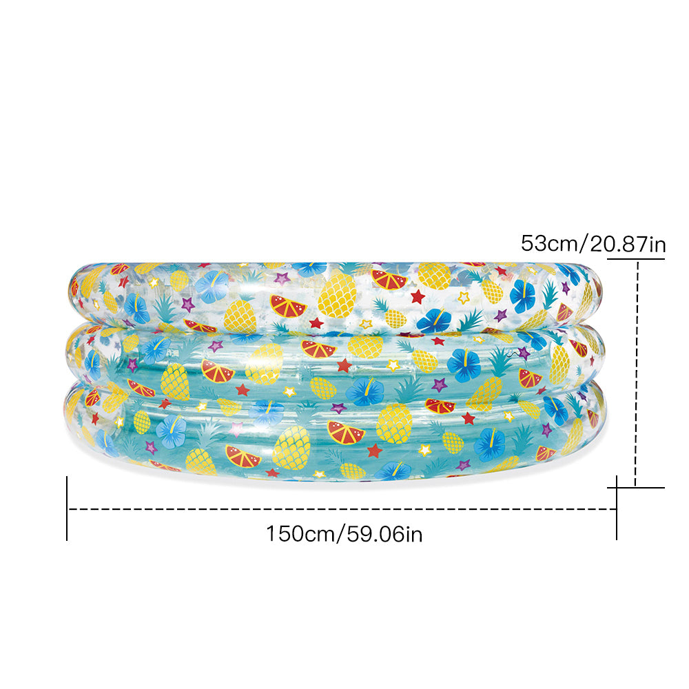 Bestway 51045 Transparent Sea Life Pool Inflatable 3 Rings Kids Round Swimming Pool