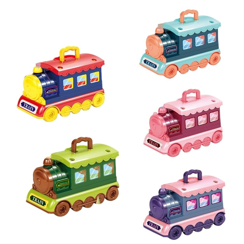 2 In 1 Pretend Play Portable Small Train Kids Play House Multicolor