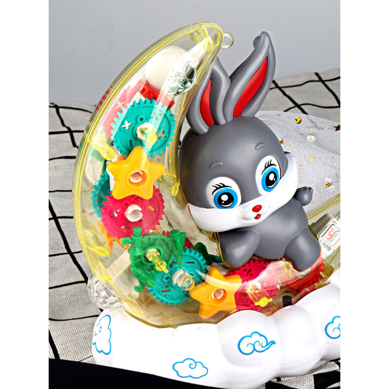 Transparent Gear Moon Rabbit with Music & Lights For Kids