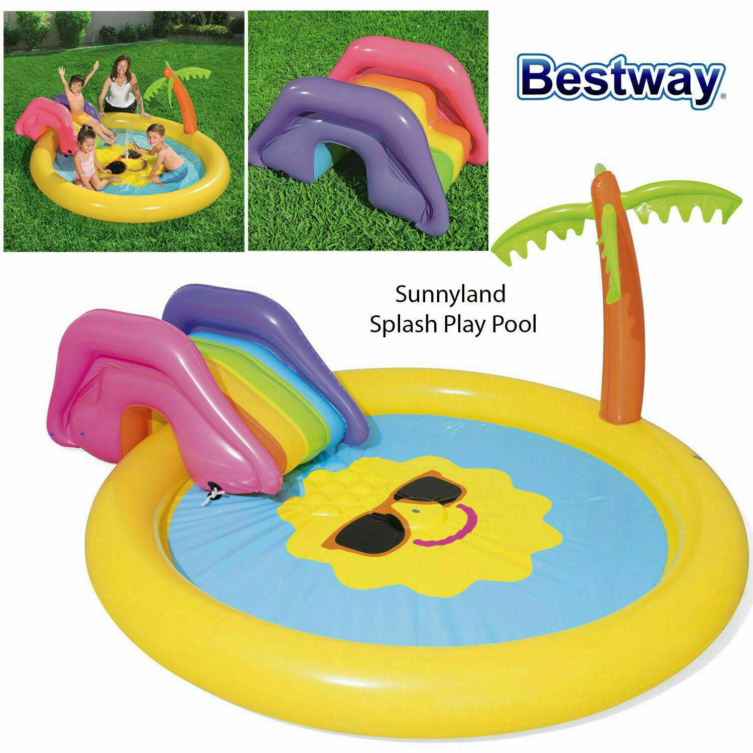 Bestway 53071 Kids Sunny Land Inflatable Summer Garden Splash Play Paddling Pool